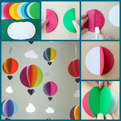 Classroom Mobile Ideas For The Ceiling, Daycare Decor, Mobile Art, Diy Paper Crafts Decoration, Class Decoration, Toddler Art, Paper Towel Roll Crafts, Hot Air Balloons, Air Balloons