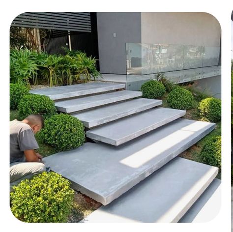 Garden Pathways Ideas, Landscape Stairs, Landscape Steps, Garden Pathways, Garden Stairs, Exterior Stairs, Concrete Stairs, Floating Stairs, Outdoor Steps