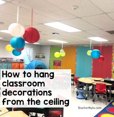 Classroom Garland Ideas, Hanging Things From Ceiling In Classroom, Hang From Ceiling Decor Classroom, Ceiling Classroom Decorations, Paper Lanterns Classroom Decor, How To Hang Decorations From Ceiling, Classroom Hanging Decorations Ceilings, Hanging Decorations From Ceiling, Classroom Ceiling Decorations