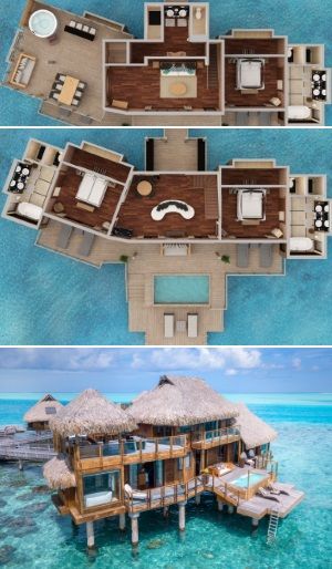 Hotel Conrad Bora Bora Nui - Bora Bora Bora Bora House, Bora Bora Bungalow, Asthetic Stationery, Bora Bora Resorts, Water Hammock, Parlor Games, Sea House, Sims House Plans, Island House