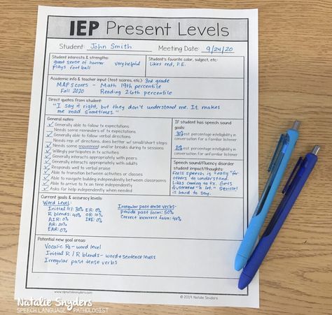 Iep Present Levels Of Performance, Sped Classroom, School Speech Therapy, School Slp, Teaching Special Education, Iep Goals, Speech Therapy Materials, Learning Support, Speech Therapy Resources