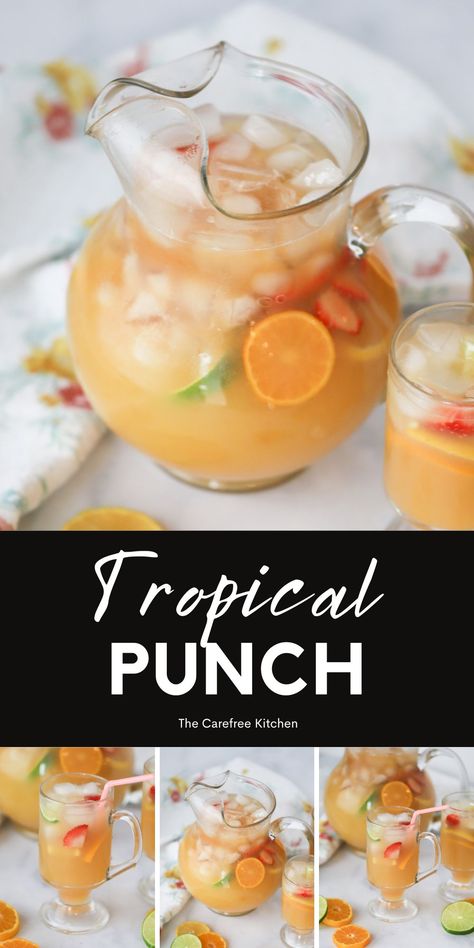 Breakfast Punch Recipe, Tropical Juice Recipe, Spring Punch Recipes, Tropical Punch Recipe, Easy Punch Recipe, Breakfast Punch, Tropical Breakfast, Guava Recipes, Punch Drink