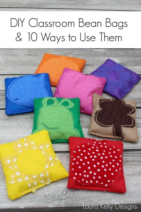 Colorful Bean Bags for the Classroom Bean Bag Activities, Kids Crafts Toddlers, Diy Bean Bag, Scout Projects, Upcycle Kids, Ideas For The Classroom, Bean Bag Games, Back To School Ideas, Handmade Kids Toys