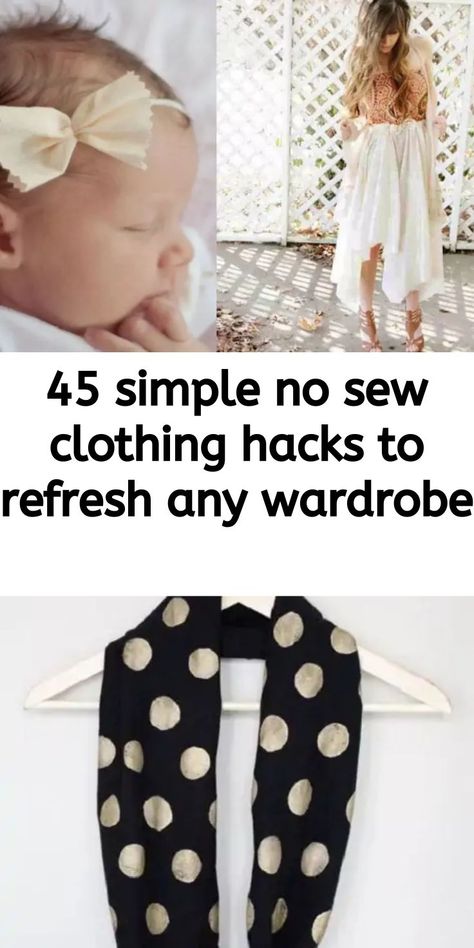 45 simple no sew clothing hacks to refresh any wardrobe No Sew Clothing, No Sew Clothing Hacks, Sew Clothing, Rosette Headband, Cute Diy Projects, Pop Champagne, Unique Skirts, Pieces Of Clothing, Make Your Own Clothes