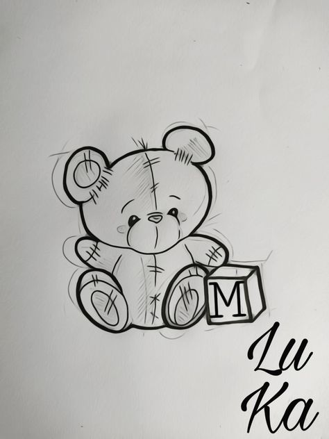 Teddy Bear With Angel Wings Tattoo, Bear With Crown Tattoo, Teddy Bear Tattoo Stencil, Baby Bear Tattoo Ideas For Women, Teddy Bear Tattoo For Men, Teddy Bear Tattoos For Women, Teddy Bear Outline Tattoo, Teddy Bear Tattoo Ideas For Women, Tedy Tattoo