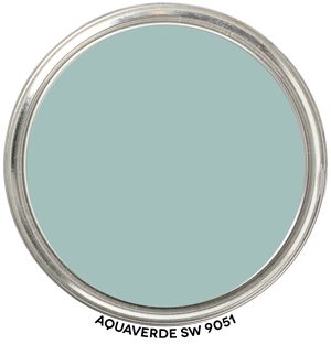 Sherwin Williams Aquaverde, Sw Aquaverde, Aqua Paint Colors, Paint Blob, Modern French Farmhouse, Sherwin Williams Blue, Dining Room Library, Coastal Paint Colors, Coastal Paint