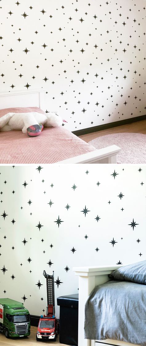 STENCILIT® Northern Star Stencils For Wall Painting - XL Size 24"x39.5" - Starburst Constellation Geometric Stencil - Wall Paint Stencils Star Stencil Floor, Hand Painted Stars On Wall, Star Wall Painting, Stamped Wall Diy, Ceiling Painting Ideas, Star Wall Stencil, Stenciled Stairs, Kids Bedroom Paint, Draw Star