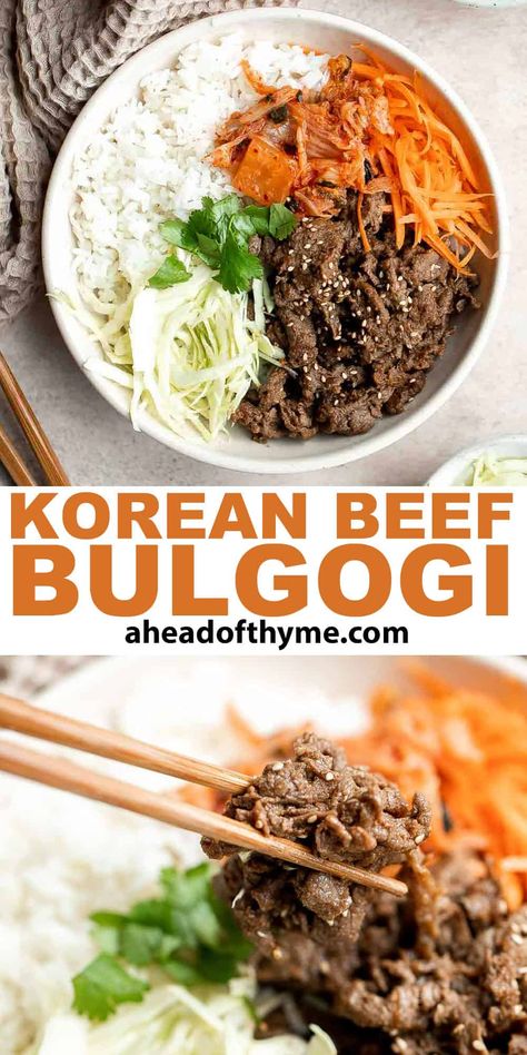 Beef For Dinner, Rice With Veggies, Korean Beef Bulgogi, Beef Round Steak, Korean Bbq Beef, Fermented Kimchi, Bulgogi Recipe, Beef Round, Leftover Beef