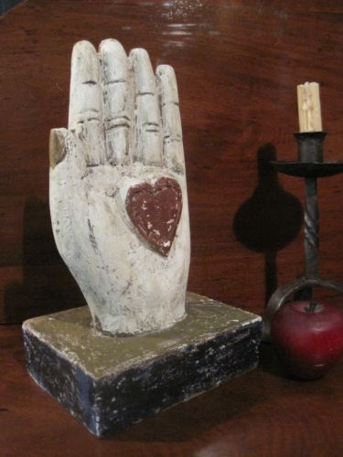 Antique American Folk Art Carved Wooden Paint Decorated Heart in Hand AAFA | eBay Odd Fellow, Antique Primitives, Heart In Hand, Enchanted Gardens, Show Of Hands, Odd Fellows, Hand Sculpture, Country Antiques, Handy Dandy