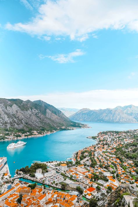 Kotor, View from Castle Of San Giovanni, Montenegro, by Estrella Damm - The MAN  #Kotor #Montenegro #TheView #Adriatic Montenegro Beach, Montenegro Kotor, Kotor Montenegro, Urban Spaces, Beautiful Sunrise, Future Travel, The Mediterranean, International Travel, Beautiful Sunset