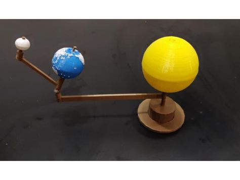 Thing files for Sun - Earth - Moon system by luisman - Thingiverse Earth Sun Moon Rotation Model, Structure Of The Earth, Earth Sun And Moon, Earth 3d, Moon Orbit, Moon Projects, Eclipse Solar, Sun And Earth, Science Projects For Kids