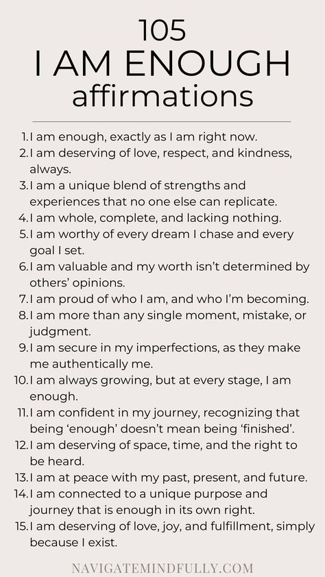 i am enough affirmations Evolving Affirmations, I Am Fearless Affirmations, The Power Of I Am, Daily Self Affirmations, I Am Affirmations For Women, Safe Affirmations, Daily Affirmations For Self Love, Positive Words Of Affirmation, Self Love Affirmation Quotes