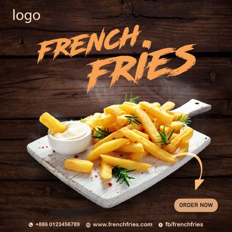 french fries social media post template#pikbest#templates French Fries Menu Design, French Fries Poster Design, French Fries Poster, French Fries Design, Mockup Ideas, Yummy Fries, Sandwich Menu, Coffee Advertising, Fried Chips