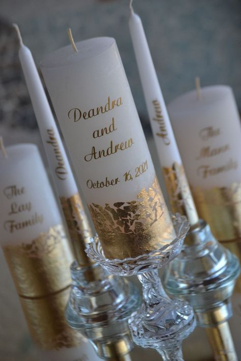 Family Unity Ceremony, Half Birthday Candle, Unity Candle Ceremony, Family Unity, Unity Candle Set, Unity Candles, Wedding Gifts For Parents, Candle Wedding Decor, Gold Candle