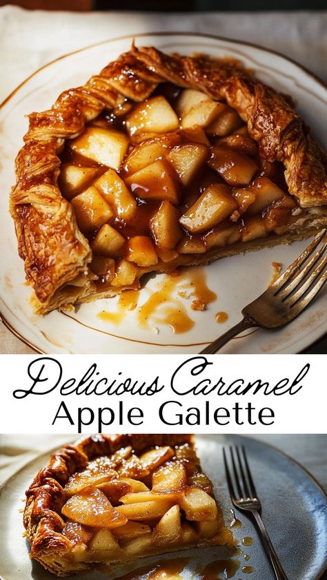 Nothing says comfort like a homemade caramel apple galette! With spiced apple slices layered in a golden, flaky crust and finished with a drizzle of caramel, this dessert is a slice of autumn heaven. Simple to make and full of seasonal flavor, it’s perfect for satisfying your sweet tooth on a cozy fall evening. Caramel Apple Galette, Homemade Caramel Apple, Fall Desserts Apple, Caramel Apples Homemade, Rustic Dessert, Apple Galette, Fall Evening, Fall Desserts Easy, Apple Filling