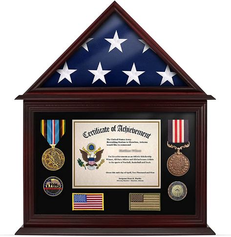 Amazon.com - ASmileIndeep Flag Display Case Certificate & Document Holder Frame 3' X 5' Flag Military Shadow Box Thanksgiving Day Gift - Flag Frame, Military Shadow Box, Flag Display Case, Veterans Flag, Flag Display, Military Flag, Framed Flag, American Veterans, Document Holder