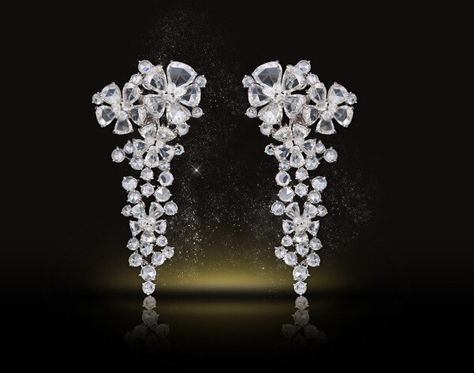 Nirav Modi Fluire Earrings Viren Bhagat, Mughal Jewelry, Touche Eclat, Diamond Solitaire Earrings, Jeweled Earrings, Solitaire Earrings, Bridal Bangles, Earrings Diamond, Flower Rose