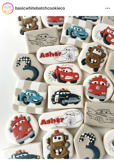 Cars Cookies, Car Cookies, Disney Cookies, Cars Disney, Birthday Cookies, Disney Cars, 3rd Birthday, Cookie Decorating, Jade