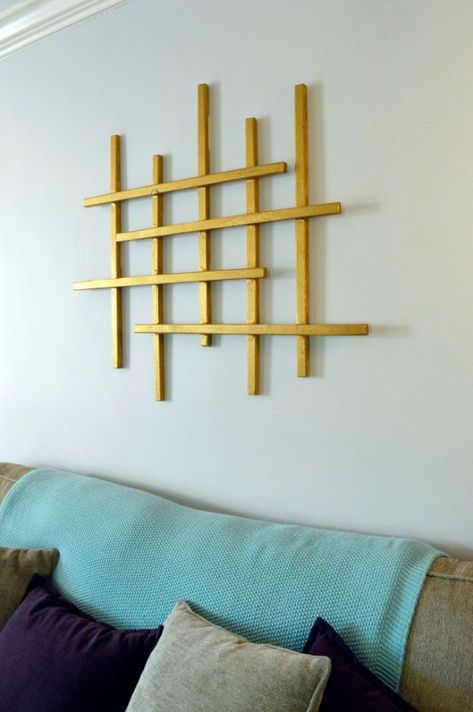 DIY Wall Art Ideas for Teens - Gold Wall Art - Teen Boy and Girl Bedroom Wall Decor Ideas - Cheap Canvas Paintings and Wall Hangings For Room Decoration Easy Glam, Art Ideas For Teens, Cheap Wall Art, Wall Layout, Glue Art, Wall Art Diy Paint, Gold Wall Decor, Diy Gold, Creative Wall Art