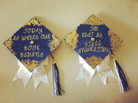 Twin Graduation Caps, Matching Graduation Caps Best Friend, Besties Ideas, Senior Caps, Nursing Caps, Caps Ideas, Graduation Hats, Graduation Cap Decoration Diy, High School Graduation Cap