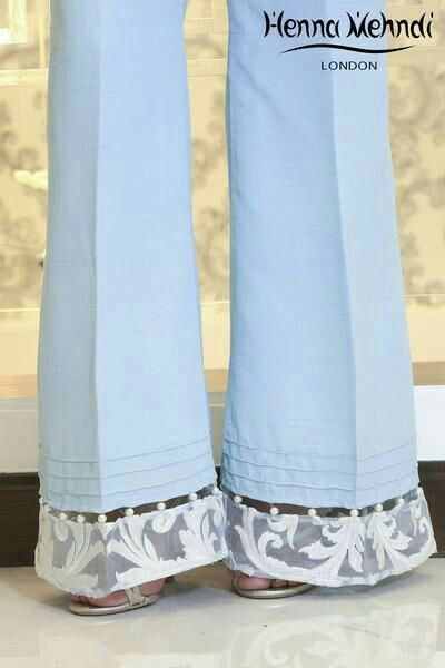 Bell Bottom Plazo, Trouser Designs Pakistani, Bell Bottom Trouser, Plazo Designs, Plazo Design, Embroidered Trousers, Bootcut Trousers, Womens Pants Design, Salwar Designs