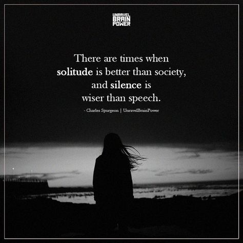 There are times when solitude is better than society, and silence is wiser than speech. - Charles Spurgeon Solitary Quotes Life, Solitudeness Quotes Short, Solitudeness Quotes Aesthetic, Solitudeness Quotes, Silence Quotes, Charles Spurgeon, Quotes Short, Quotes Aesthetic, Brain Power