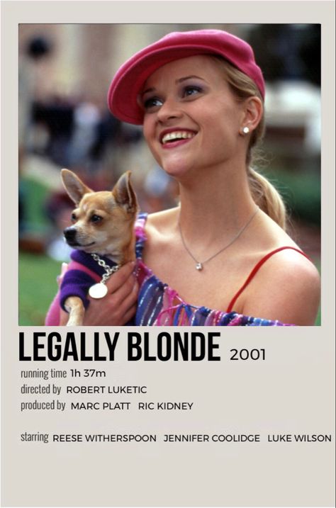 Legally Blonde Movie Poster, Blonde Movie Poster, Legally Blonde Poster, Y2k Movies, Movie Polaroids, Legally Blonde Movie, Blonde Movie, Movie Journal, Movie Board