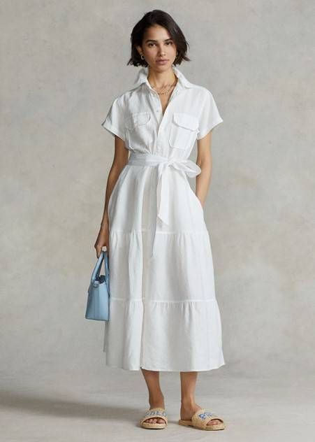 29 Linen Dresses That We Can't Stop Thinking About | Who What Wear UK White Linen Dress Outfit, Ralph Lauren Linen, Natural Spring, Women Ralph Lauren, Linen Shirt Dress, Linen Midi Dress, Travel Outfits, Polo Style, Midi Shirt Dress