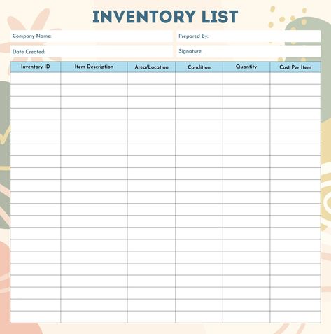 streamlined. Blank Inventory List Free Printable, Inventory Template Free Printables, Inventory Spreadsheet Free Printable, Free Printable Inventory Sheets, Inventory Printable Business, Product Pricing Worksheet, Free Business Printables, Craft Supplies Inventory, Household Inventory