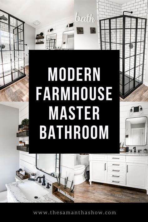 Modern Farmhouse Bathroom Joanna Gaines, Bathroom Ideas Cottage, Shower Ideas Bathroom Master Baths, Modern Farmhouse Master Bath, Modern Farmhouse Curtains, Modern Farmhouse Bathrooms, Modern Farmhouse Bathroom Ideas, Modern Farmhouse Coffee Table, Cottage Bath