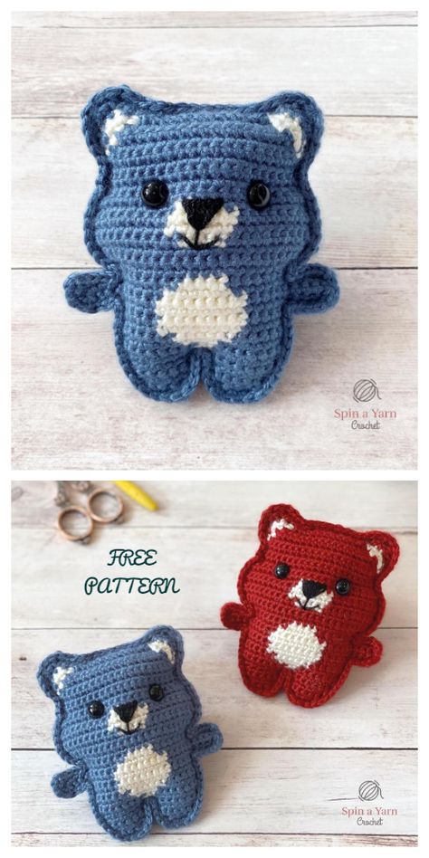 Crochet Pocket Bear Amigurumi Free Pattern Crochet Ragdoll, Bear Amigurumi Free Pattern, Flat Crochet, Comfort Dolls, Stuffed Crochet, Crochet Snail, Crochet Stuffies, Crochet Pocket, Crocheted Animals