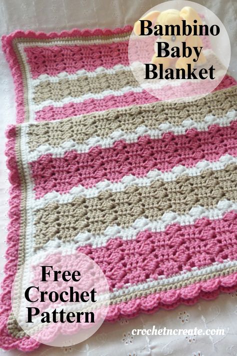 Bambino baby blanket free crochet pattern. #freecrochetbabyblanketpattern #crochetblanket #crochetforbaby #crochetforbeginners Easy Crochet Afghan Patterns Free, Baby Blanket Crochet Pattern Free, Baby Blankets Crochet, Easy Crochet Baby Blanket Free Pattern, Free Crochet Baby Blanket Patterns, Crochet Baby Blankets, Baby Afghan Patterns, Crochet Baby Blanket Beginner, Crocheted Afghans