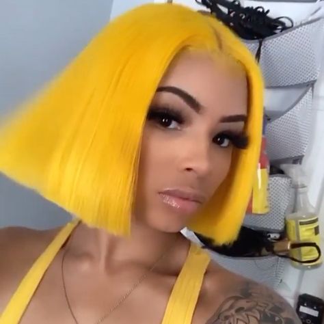 Yellow Bob Wig, Dr Smiley, Yellow Hair, Bob Wig, Color Hair, Bob Cut, Bob Wigs, Smiley, Most Beautiful