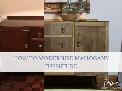 How to Modernise Mahogany Furniture | Sideboard Makeover - Home Until Heaven Refurbished Mahogany Furniture, Sideboard Makeover, Crazy Paving, Mahogany Sideboard, Mahogany Furniture, Fireplace Makeover, Refurbished Furniture, Sideboard Furniture, Upcycled Furniture