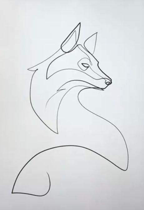 Fuchs Aesthetic, Simple Fox Drawing, Fox Line Drawing, Fox Line Art, One Line Sketch, Minimal Art Painting, Squirrel Tattoo, Hand And Finger Tattoos, Hand Doodles