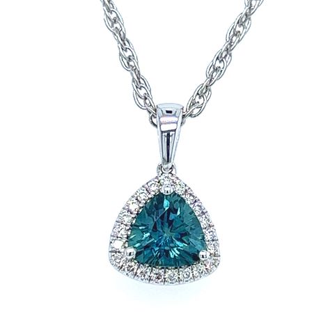 # 57 - Montana Sapphire & Diamond Trillion Halo Pendant Necklace 14K White Gold #montanasapphires #ring #engagement #yogosapphires #yogo#yogo #yogosapphire #montana #montanasapphire #macsgems #sapphire #gemstone #montanayogosapphire #gems #americangemstones #naturalsapphire #gemmountain #sapphireblue #handmadejewelry #sapphirejewelry #naturalgemstone #bluesapphire #followersofinstagram #bigskycountry #ethicallymined #instagramjewelry #fourosix #MadeInMontana #montanajewelry #tealsapphire #monta Instagram Jewelry, Sapphire Necklace Pendants, Halo Pendant, Montana Sapphire, Solitaire Necklaces, Sapphire Pendant, Sapphire Necklace, Natural Sapphire, Sapphire Jewelry