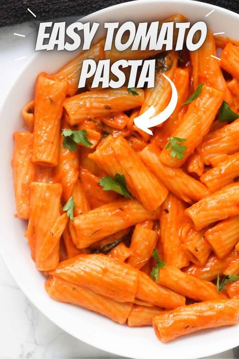 Easy Tomato Pasta Easy Creamy Tomato Pasta, Creamy Tomato Pasta Recipes, Creamy Tomato Pasta, Tomato Pasta Recipe, Pasta Cremosa, Pasta Alternative, Creamy Pasta Recipes, Easy Pasta Dinner, Rigatoni Pasta