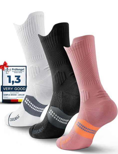 PRICES MAY VARY. Moisture-Wicking: Crafted with Bamboo Viscose, these socks effectively wick away moisture, keeping your feet dry and comfortable during intense activities. Cushioned Design: Featuring cushioned soles and padded areas, these socks provide superior shock absorption and prevent blisters during running, hiking, or other sports. Ventilated Mesh: The venting mesh panels promote airflow, enhancing breathability and keeping your feet cool and fresh throughout your workout or outdoor adv Crew Socks Women, Distance Running, Prevent Blisters, Long Distance Running, Sock Game, Muscle Fatigue, Running Socks, Thick Socks, Compression Fabric