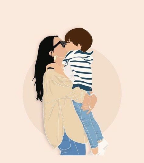 Mom And Son Illustration, Mother And Son Aesthetic Faceless, Motherhood Illustration, Baby Books Diy, Mommy And Baby Pictures, Cute Owls Wallpaper, Couple Wedding Dress, Baby Posters, Mommy And Son