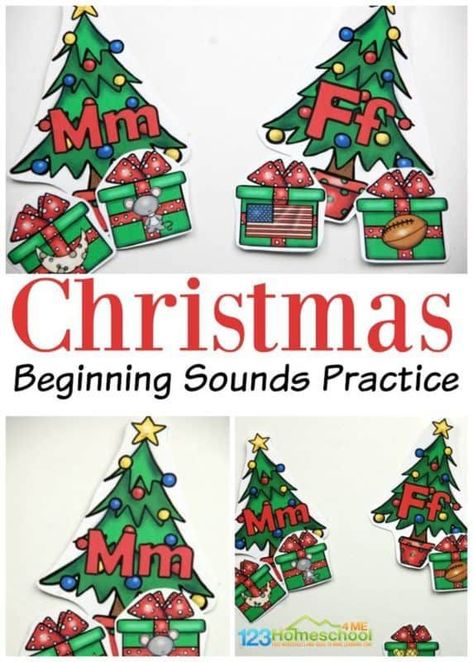 FREE Christmas Tree ABC Game - kids will have fun practicing sorting Christmas presents under the correct alphabet Christmas tree by listening for the beginning sound. Great literacy activity for prek, kindergarten and  first grade for some fun Christmas learning or center  in December #literacy #kindergarten #alphabetactivity #kindergartenactivity #homeschooling #freeprintable #christmasprintable #education Christmas Beginning Sounds, Christmas Literacy Activities, Christmas Lesson Plan, Christmas Science Experiments, Abc Game, 123 Homeschool 4 Me, Christmas Literacy, Alphabet Christmas, Christmas Learning