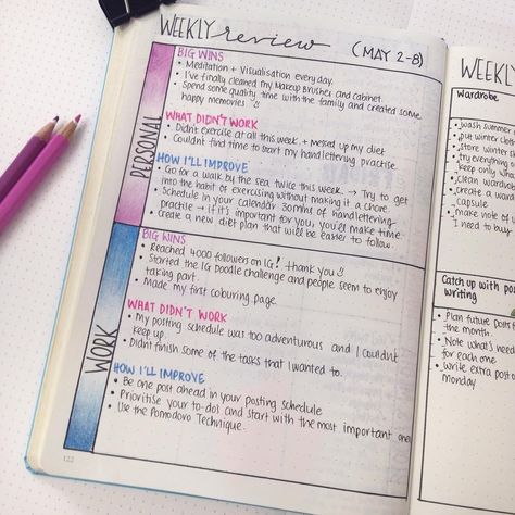 My Weekly Review and Planning with my bullet journal is up on the blog today. See how I assess what happened during the week that just passed, see where I am at and then plan what needs to be done Link in bio #bulletjournal #bulletjournaljunkies #bujo #weeklyreview #weeklyplanning #planning #organisation #achieveyourgoals Bujo Weekly Review, Weekly Review Bullet Journal, Goal Reflection, Personal Binder, Weekly Review, Bullet Journal Key, Bullet Journal Weekly, Bullet Journal Notes, Education Positive