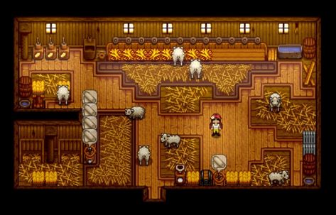 Stardew Valley Forest Farm Layout No Mods, Stardew Barn Interior, Stardew Valley Barn Interior, Stardew Barn Layout, Stardew Valley Forest Farm Design, Stardew Meadowlands, Stardew Valley Barn Layout, Stardew Valley Interior Design, Stardew Valley Forest Farm Layout