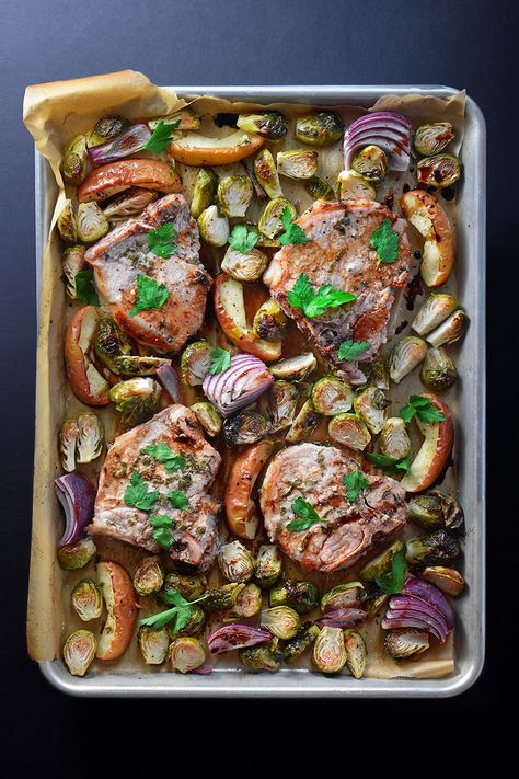 Sheet Pan Pork Chop Supper Sheet Pan Pork, Pan Pork Chops, Paleo Pork, Pork Chop Dinner, Sheet Pan Suppers, Nom Nom Paleo, Autoimmune Paleo, Pan Dinners, Paleo Dinner