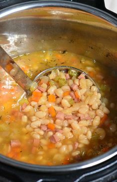 Bean Soup Ham, Ham Recipes Leftover, Soup In Instant Pot, Ham Bean Soup, Soup Ham, Ham Hocks And Beans, Instant Pot Ham, Ham Bone Soup, Ham And Bean