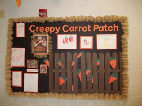 The Creepy Carrot Patch Literacy Theme Project Carrots Craft, Class Party Activities, Creepy Carrots, Storybook Crafts, Book Study Activities, Halloween Classroom Activities, Class Themes, Classroom Arrangement, Carrot Patch