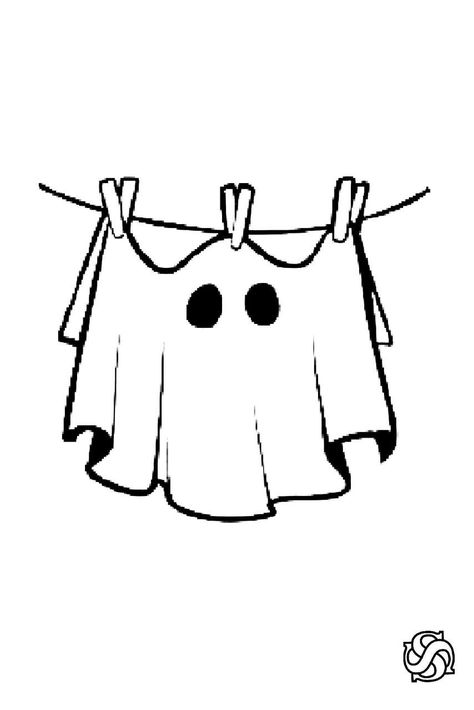 Drawing Ideas Outlines Easy, Fun Ghost Drawings, Bedsheet Ghost Drawing, Mini Ghost Drawing, Halloween Doodles Aesthetic, Simple Halloween Drawings, Clip Art Drawings, Ghost Drawings, Ghost Doodle