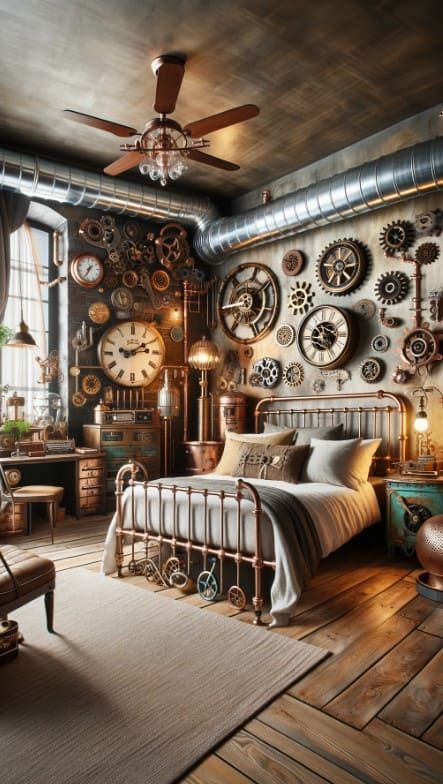 Steampunk Bedroom Ideas, Whimsical Bedroom Ideas, Steampunk Bedroom, Fairytale Bedroom, Whimsical Bedroom, Sewing Room Inspiration, Unique Themes, Adult Bedroom, Lighting Design Interior