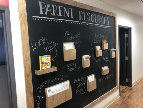 Daycare Lobby Ideas Reception Areas, Parent Resource Wall Church, Parent Resource Wall, Church Information Wall, Youth Room Decor, Kids Ministry Design, Youth Room Church, Kids Ministry Rooms, Childrens Ministry Room