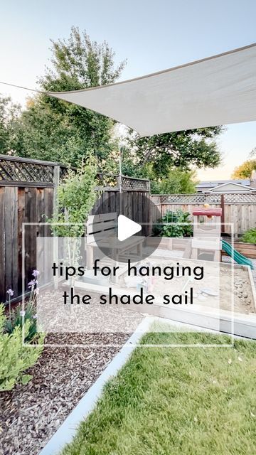 Katie | Free Play Toddler on Instagram: "Shade sail FAQs:

When I posted a reel about our mud kitchen last week, I got a bunch of questions about the shade sail—so here’s some more info!

Q: How did you hang it?
A: We made this up as we went along so I’m not claiming it’s the best method, but it’s a method that worked for our space! We anchored two sides to our fence posts and two sides to the trim on our house.

On the fence side, we used galvanized steel piping from the plumbing aisle at Lowe’s—it’s secured to the 4x4 post with brackets. At the top we put something called a “threaded tee fitting” (you can search that on the Lowe’s website.) We looped a UV resistant zip tie through the hole and then attached the carabiner to that.

On the house side, “we” (my husband 😂) drilled a pilot h Fence Posts, Mud Kitchen, House Siding, Free Play, Fence Post, Shade Sail, The Fence, Play House, The Shade