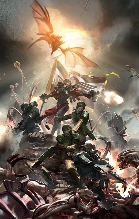 Warhammer 40k Battle Scene, Ecclesiarchy 40k, Warhammer 40k Astra Militarum Art, Astra Militarum Art, Imperial Guard 40k, Warhammer 40k Imperial Guard, Militarum Tempestus, Warhammer 40k Astra Militarum, 40k Astra Militarum